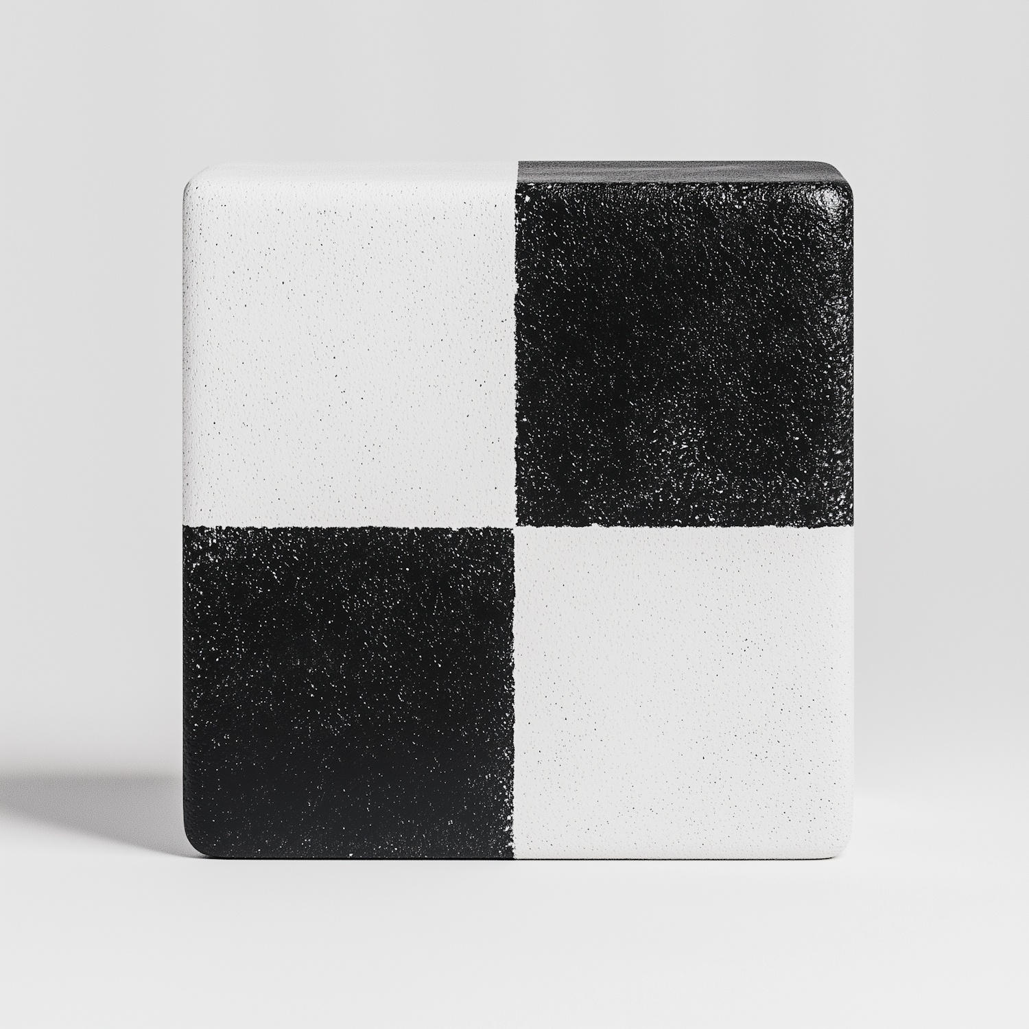 Square checkerboard bookend with speckled black and white squares